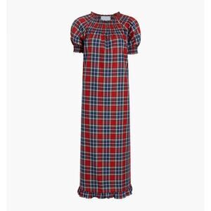 Plaid Midi Dress - Red and Blue